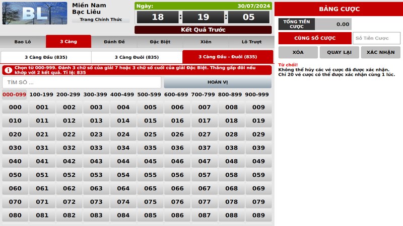 Người chơi luôn được trả thưởng lớn nếu chốt số 3 càng chính xác 